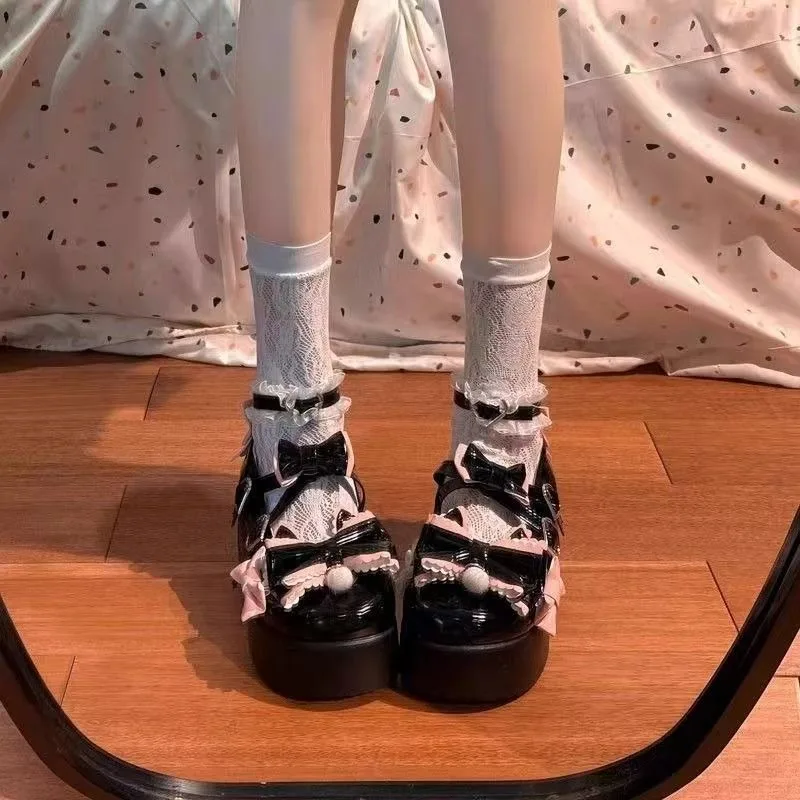 

2025 женские туфли на высоком каблуке в сказочном стиле, туфли Мэри Джейн на толстом высоком каблуке, новый бант, милые и не уставшие ноги, маленькие кожаные туфли