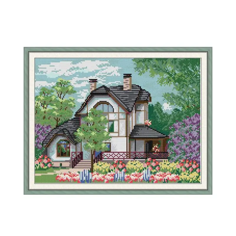 Manor view cross stitch kit bird winter snow  14ct 11ct count printed embroidery DIY handmade needlework craft  free ship