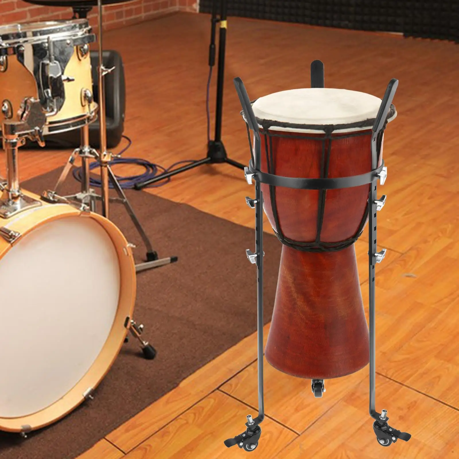 seated-barrel-stand-conga-stand-with-wheels-holder-height-adjust-iron-heavy-duty