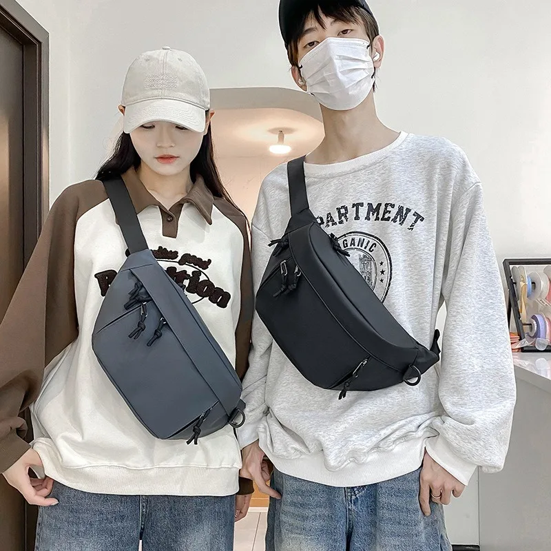 New Men's and Women's Leisure Sports Chest Bag Large Capacity Single Shoulder Crossbody Bag Bag Solid Color Backpack