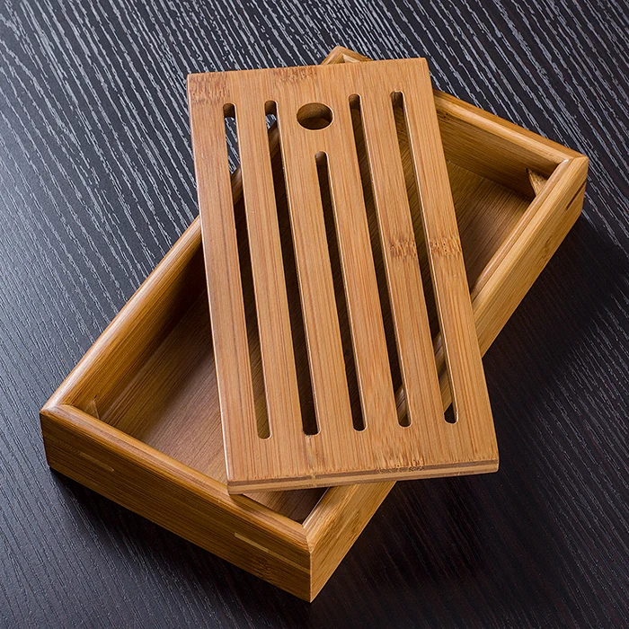 

[GRANDNESS] Slatted Box * Tea Serving Bamboo Tray 22*12*3.8cm Kung Fu Tea Portable Small Bamboo Tea Tray