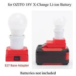 Portable LED Work Light for OZITO 18V X-Change Li-ion Battery E27 Base Adapter Wear 5W Ball Bulb for Camping Light