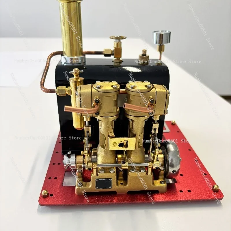 BL2 Double Cylinder Inline Steam Engine Model with Boiler Set Electric Power for Steam Boat Vintage Model Engine