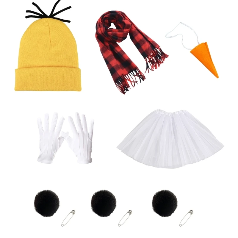 DXAE Holiday Party Costume Outfit Set with Matching Hat Skirt Scarf and Gloves for Stage Use and Family Gatherings Wear