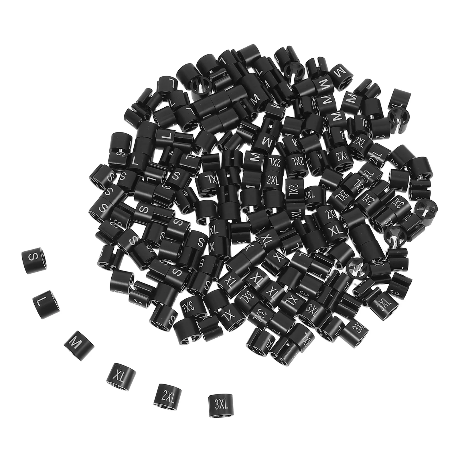 

180Pcs Size Markers Round Four-Tooth Plastic Clips for Hangers Pants Racks Mini Garment Size Ring Labels Clothing Tags