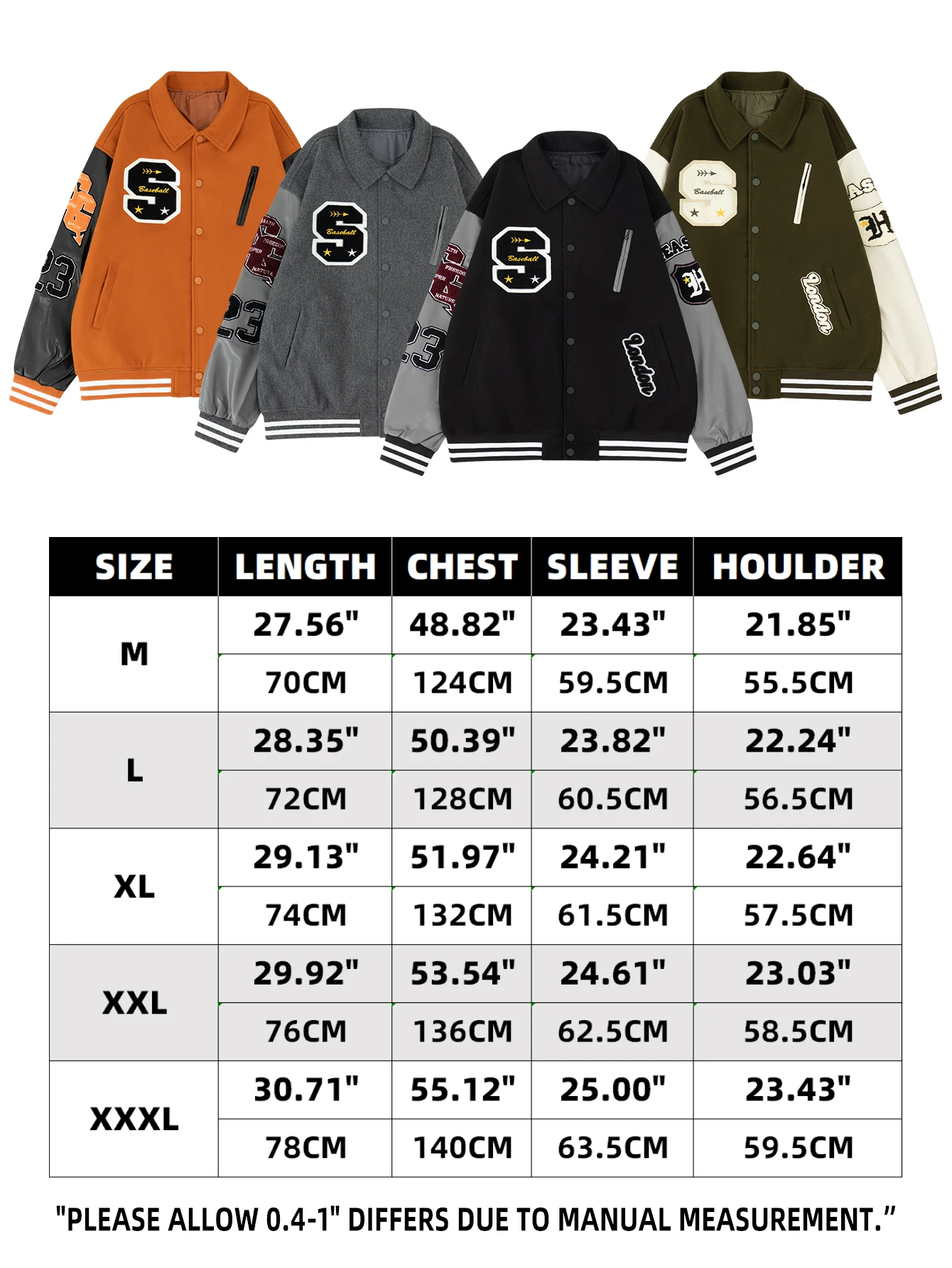 Men's Letterman Jacket Vintage Varsity Coat Patchwork Baseball Streetwear Outerwear with Faux Leather Sleeves & Fine Embroidery view 5