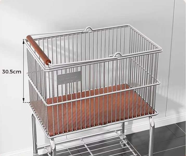 

PYH stainless steel medieval dirty clothes basket double-layer clothes storage basket bathroom mobile shelf