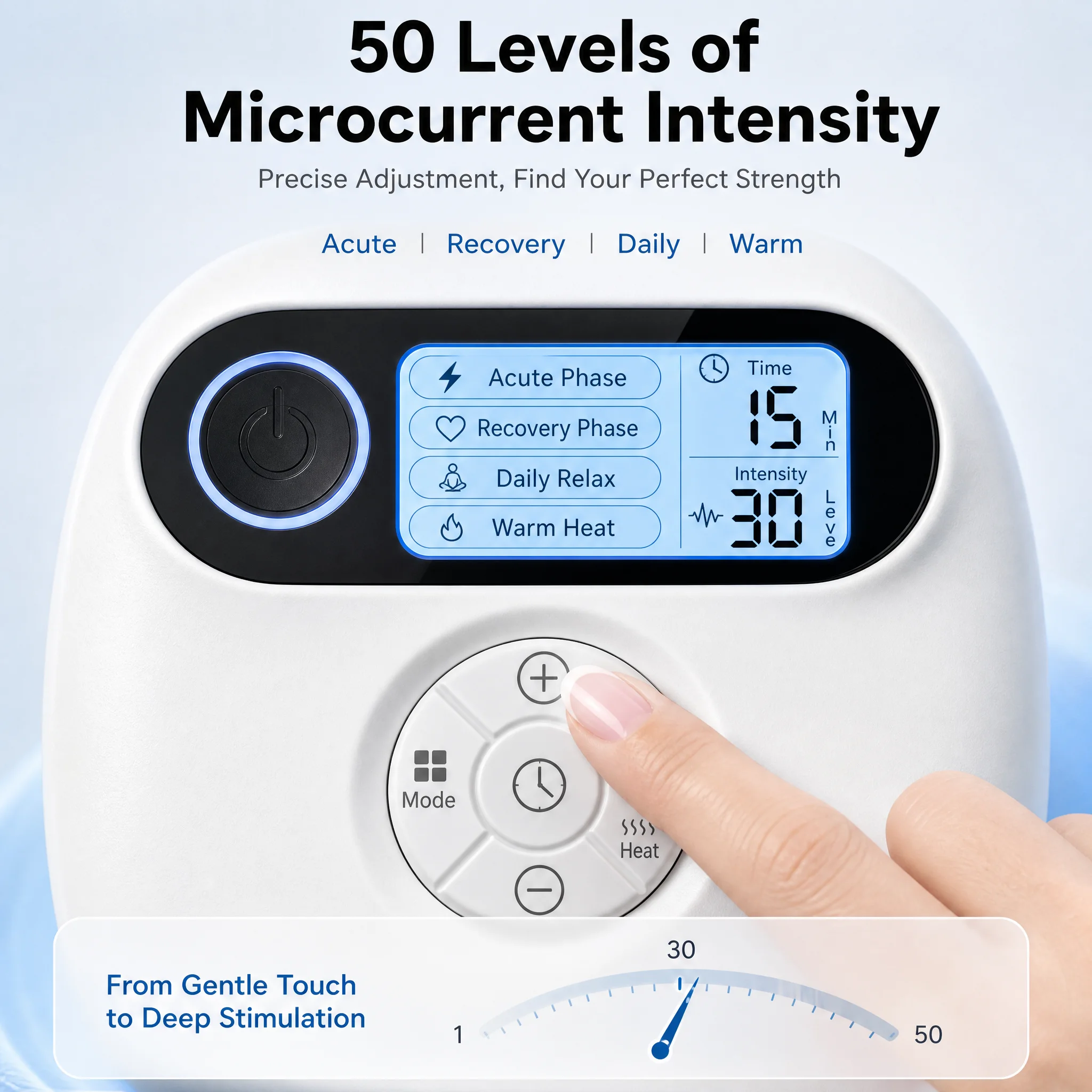 4500mAh Long Battery Life Smart Pulse Massager Heat Therapy Design 50 Adjustable Intensities Multi Massage Modes Home Portable M