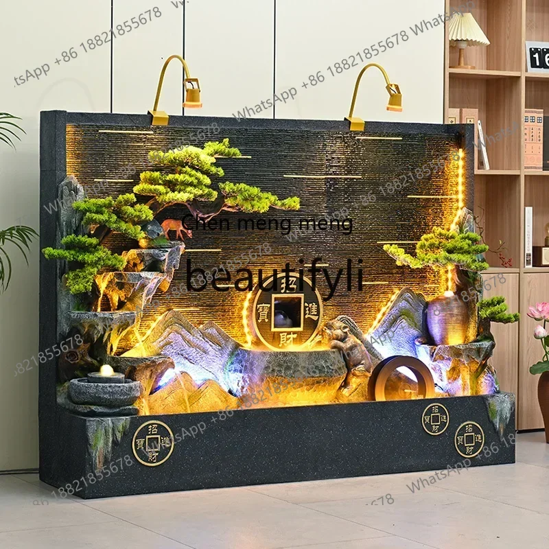 

cn8617 LHY ss26 S26 Lucky treasure living room water curtain wall fountain landscape decoration new Chinese floor ornament
