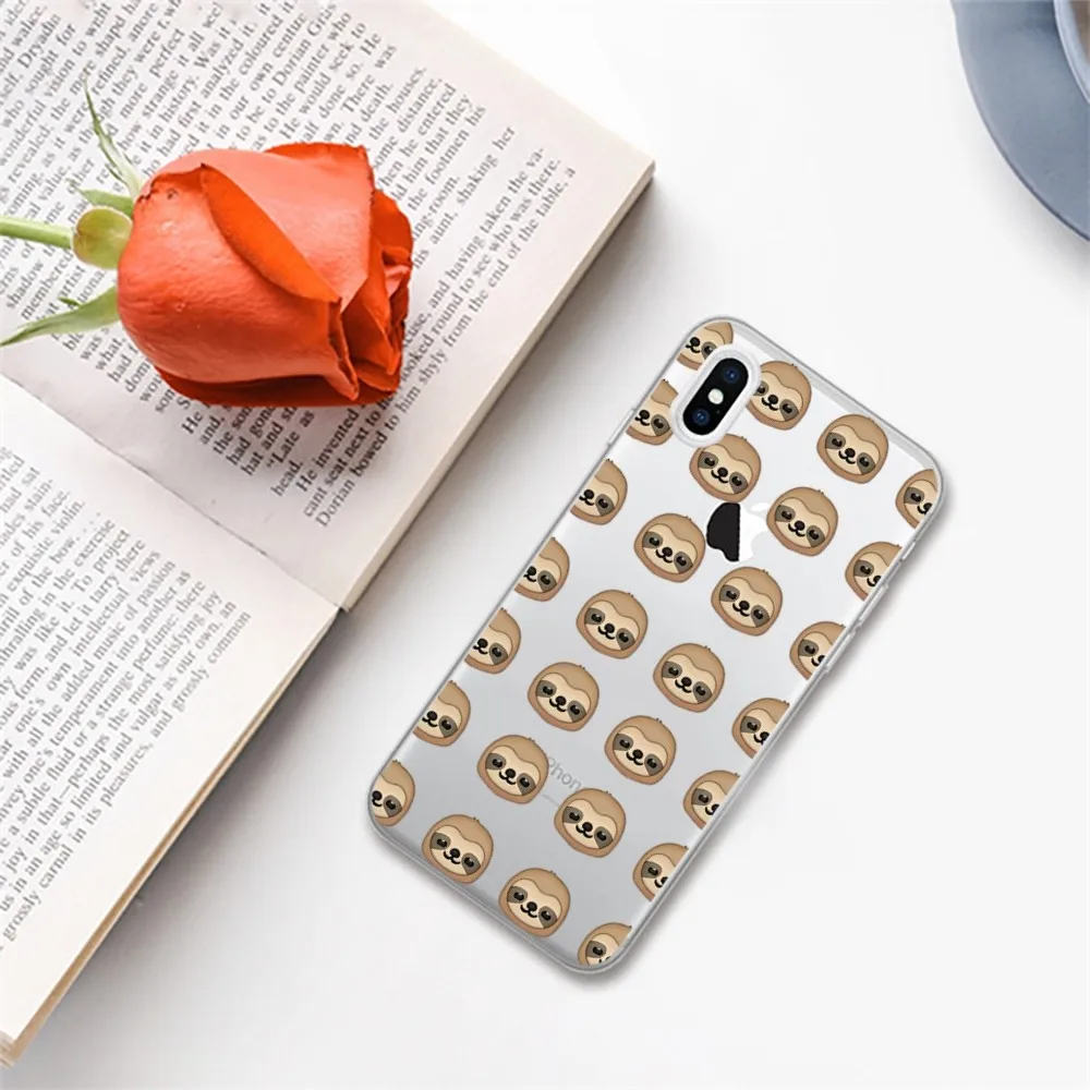 Cute Sloth Animals Phone Case For iPhone 15 14 13 12 11 Pro Max Mini X Xs XR 6 7 8 Plus SE 2020 Transparent Case