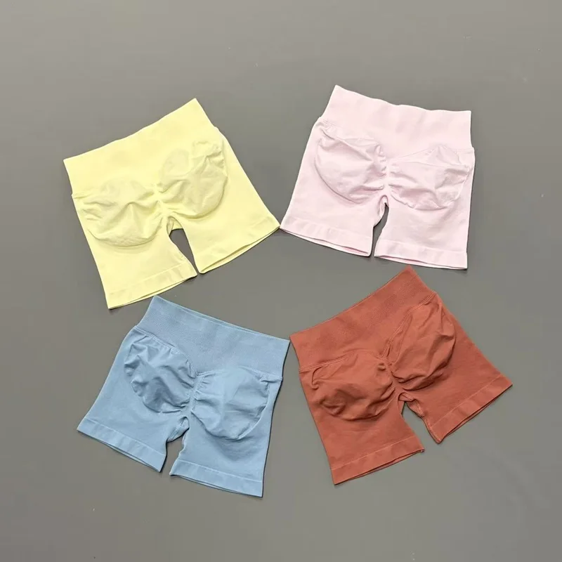 HISTELLO Sports Shorts Low Waist Solid Color Seamless Butt Lifting High Stretch Breathable Yoga Gym Fitness Workout Shorts image 2