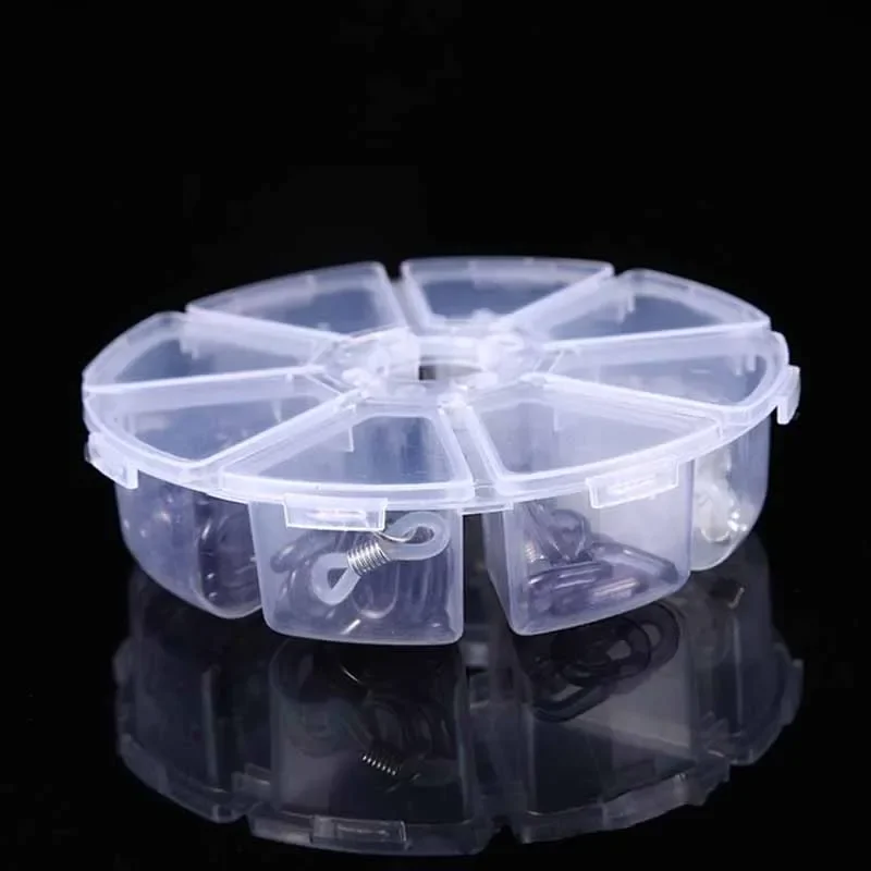 5Pcs 8 Compartments Plastic Storage Box Round Shape Beads Earrings Storage Containers Empty Adjustable Jewelry Organizer Case