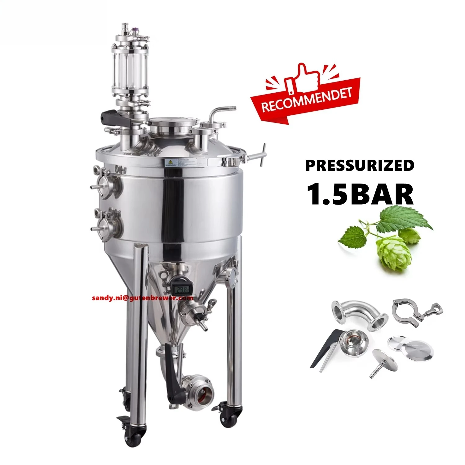 

30L 55L 75L 105L Conical Fermenter Beer Brewery Equipment Pressurized Fermenter Ferment Beer Tank Brewing Beer Equipment