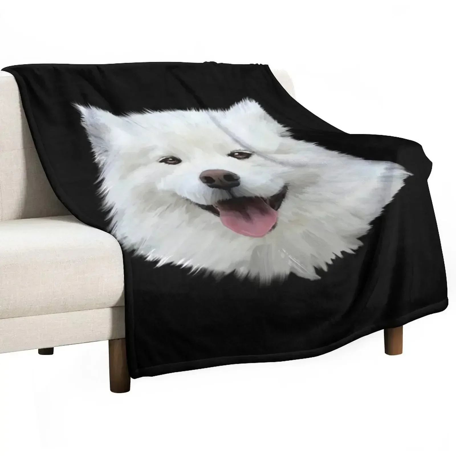 Cute Happy Samoyed Watercolor, Best Gift Idea For Samoyed Mom Samoyed Dad Owner And Lover Throw Blanket Decorative Sofa Blankets