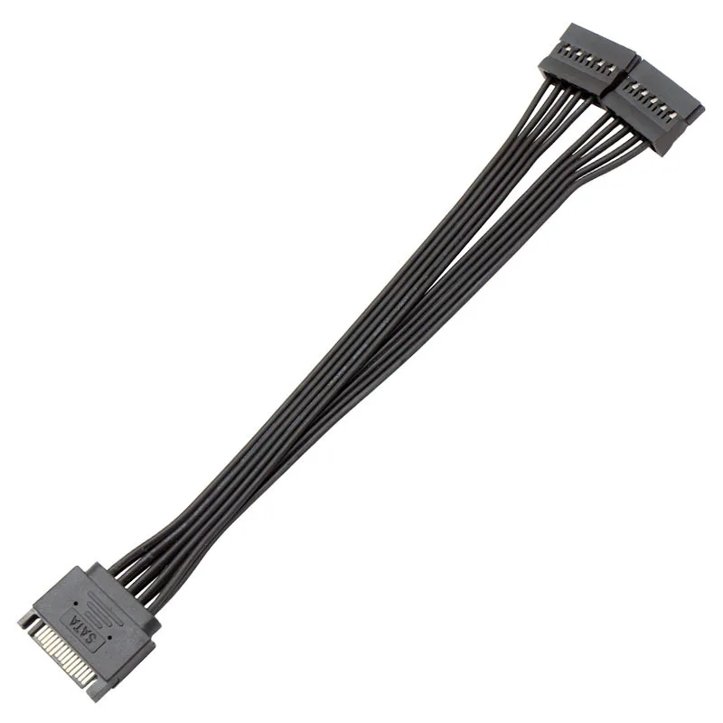 Sata Power Splitter Cable SSD HDD Hard Power Cable Sata 15 Pin Male To 2 Female Power Y-Splitter Extension Cable