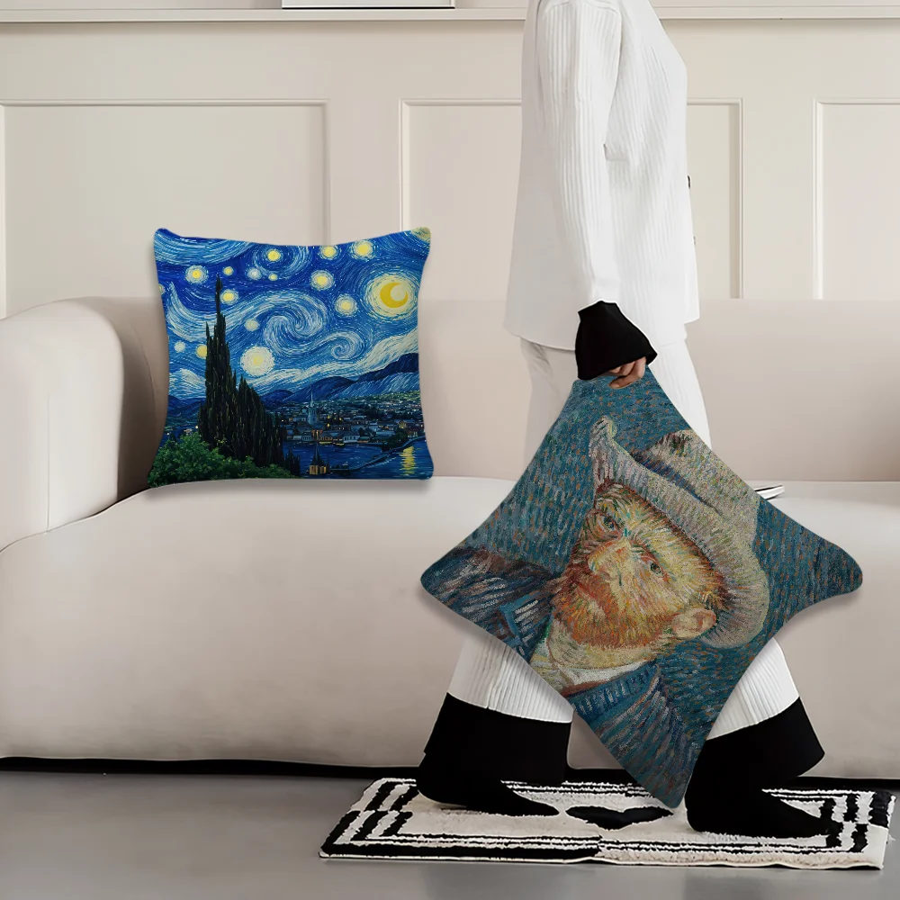 Vincent Van Gogh Starry Pillow Cover Printing Decoration Room Home Sofa living Office Coffee Shop Car Nordic Simplicity Cover