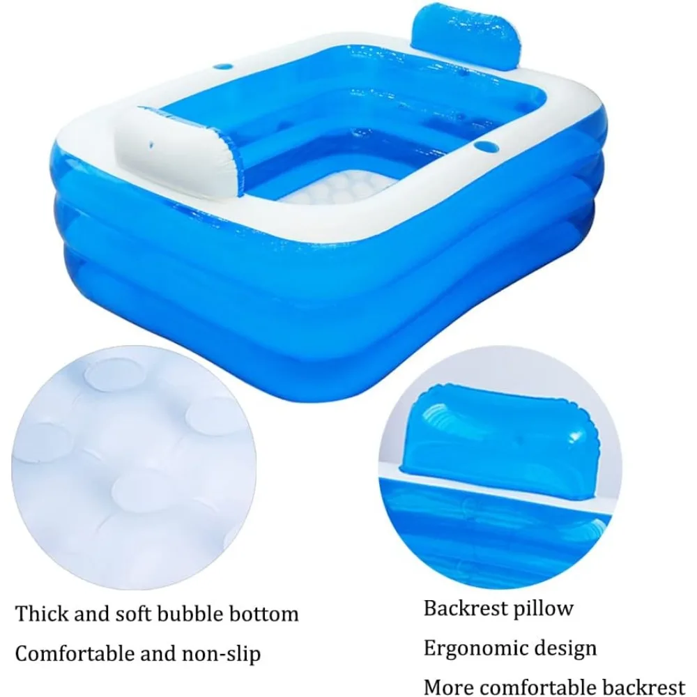 Color Inflatable Bathtub Plastic Portable Foldable Bathtub Soaking Bathtub Home SPA Bath, 160x120x60cm