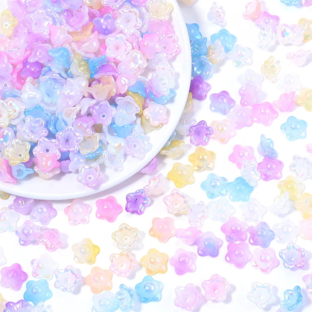 100 stücke 6x12mm Blume Acryl Perlen Bunte Glocke Orchidee Blume Lose Perlen Für Schmuck Machen DIY Armbänder ohrringe Zubehör