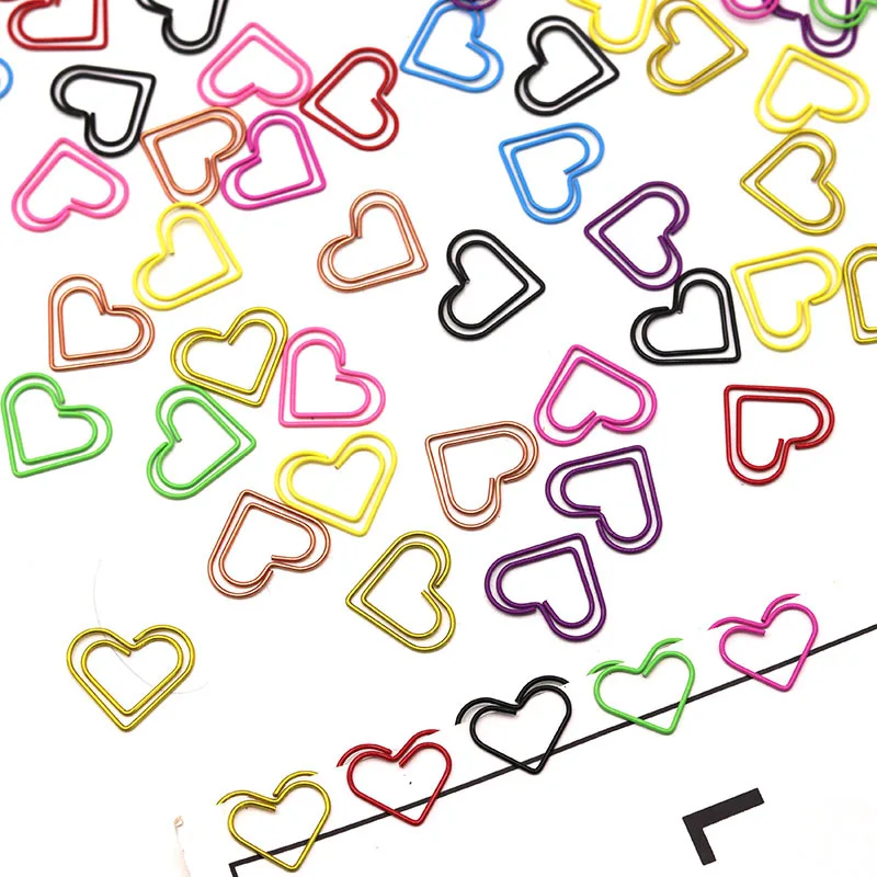 300pcs 10 Colors Heart Mini Cute Paper Clips School Stationery Office Desk Accessories Index Clips Paper Organize Files Study