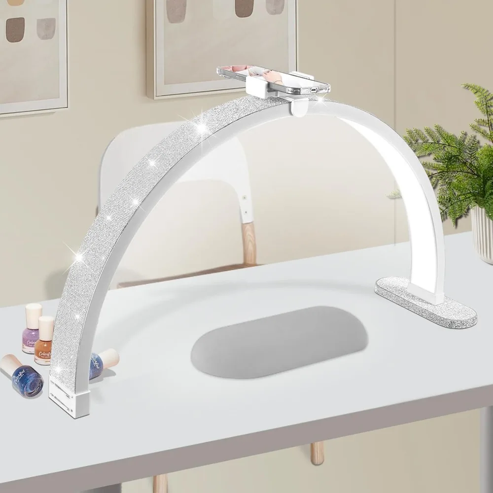 30in Half Moon Light for  Desk, Touch Control Light for Desk, Moon Light Tech with Phone Holder,Table Lamp