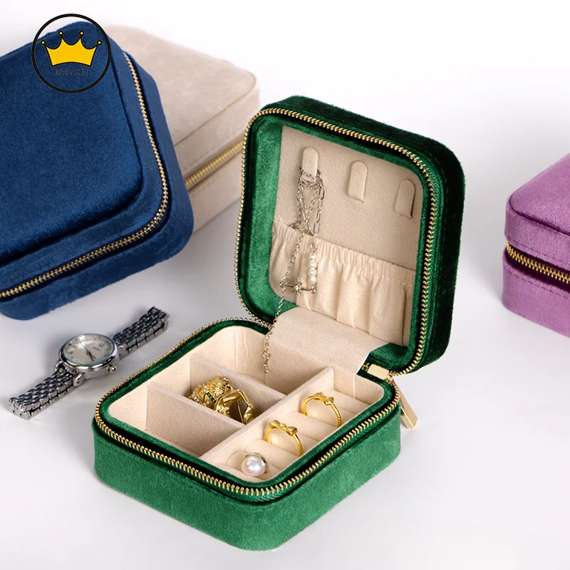 

Portable Jewelry Box Organizer Display Travel Jewelry Case Boxes Velvet Storage Zipper Jewelers Jewelry Box