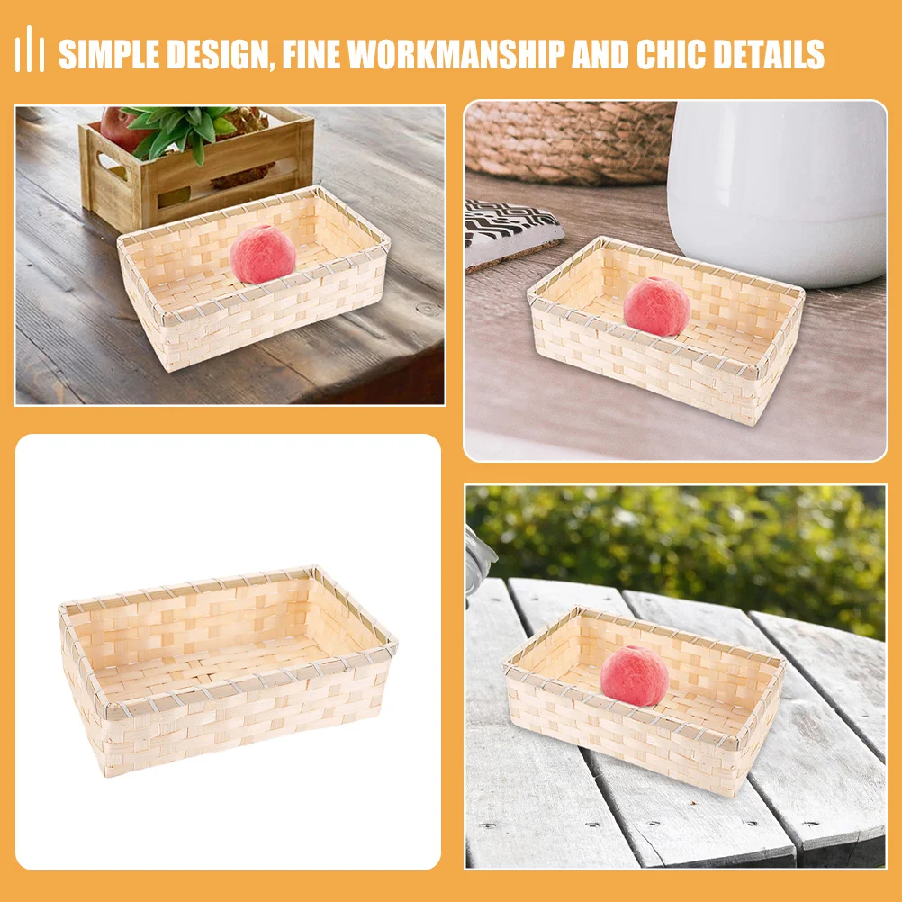 

Bamboo Woven Storage Basket Fruit Picnic Bread Container Portable Woven Basket For Kitchen Organization Gift Home Decor Party