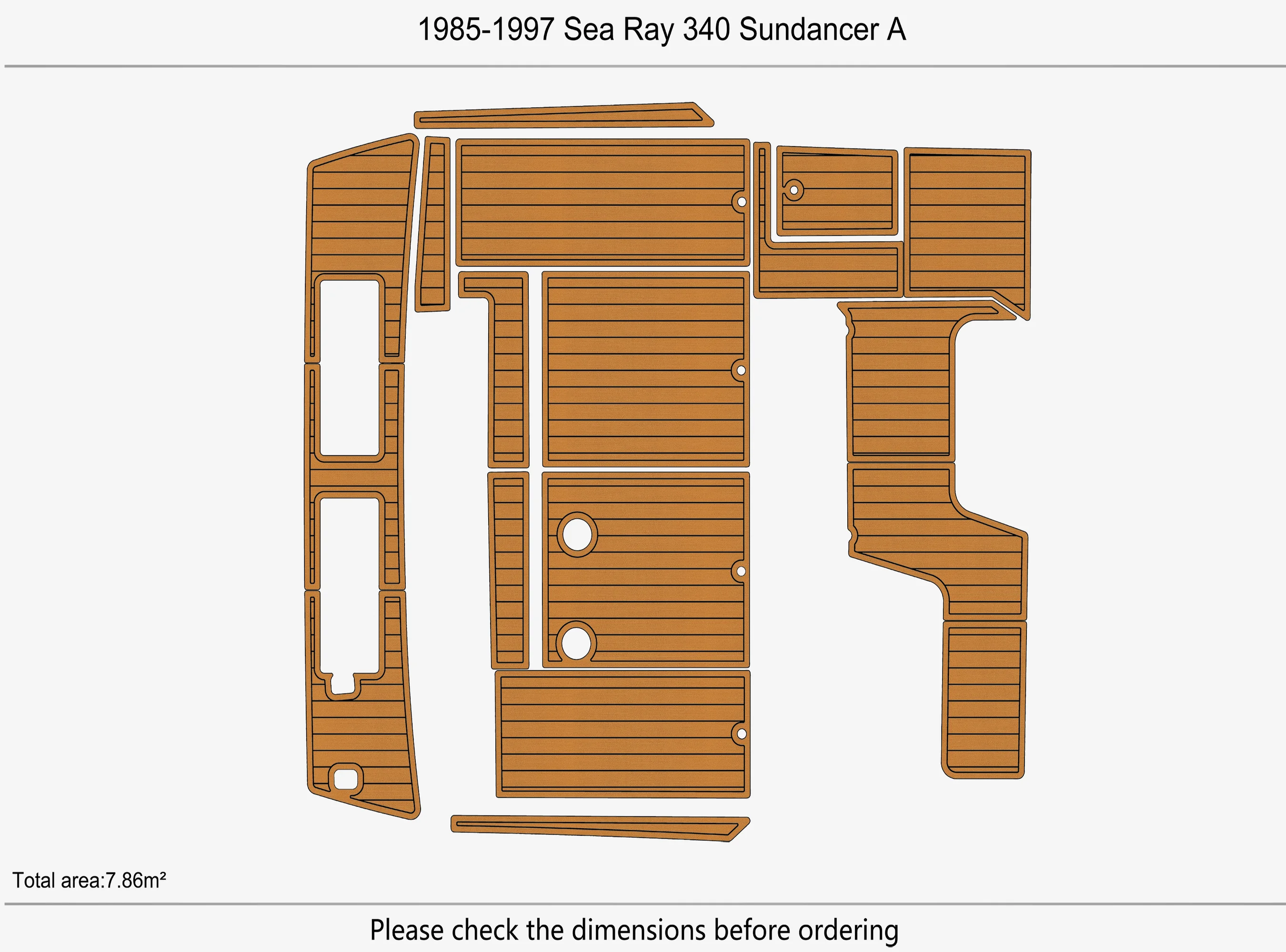 Anti-Skid EVA Faux Teak Self-Adhesive 6mm Boat Decking Pad for 1985-1997 Sea Ray 340 Sundancer A Cockpit Durable Marine Flooring