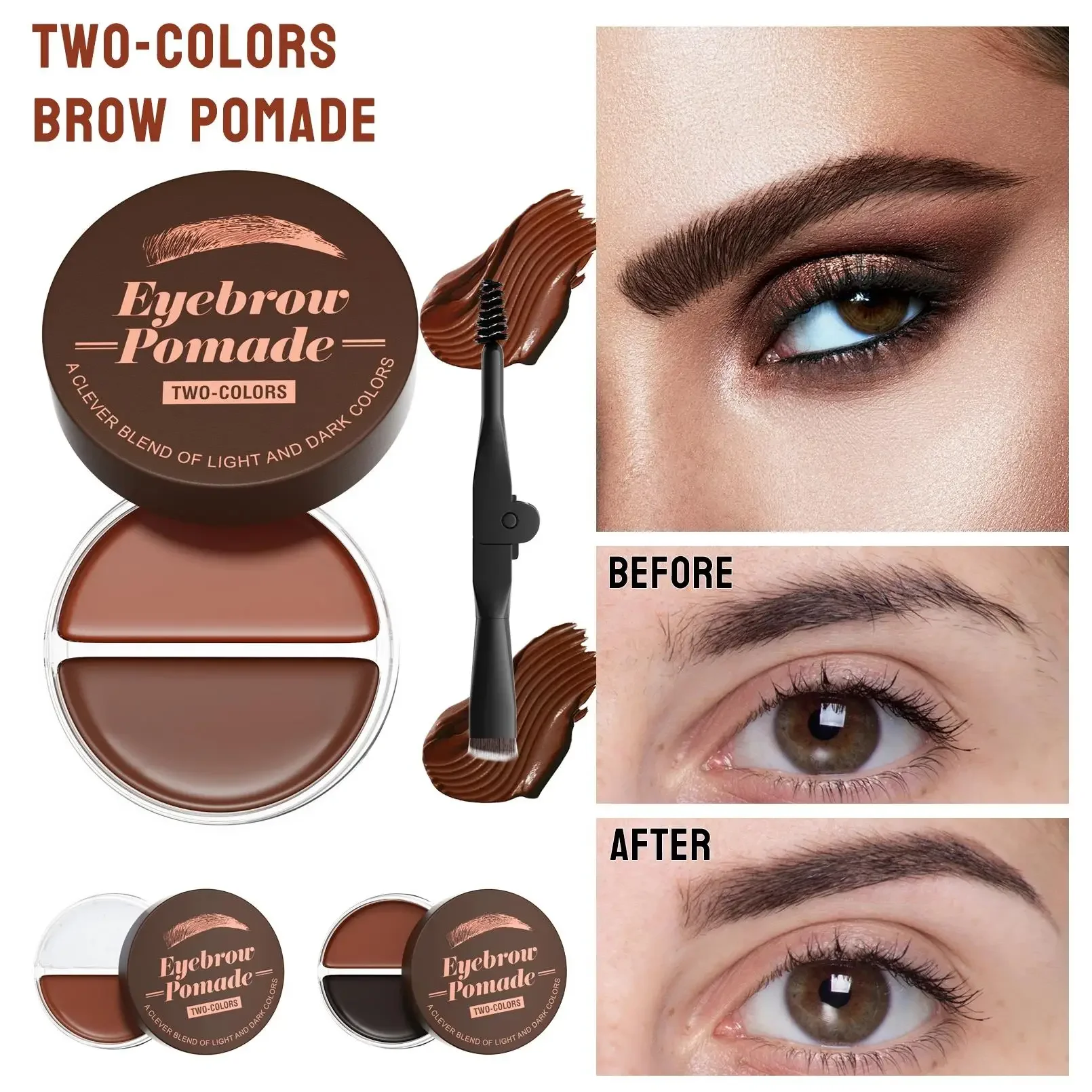 Crema para cejas resistente al agua, 2 colores, jabón de cera Natural para estilizar cejas de larga duración, fórmula doble a prueba de sudor