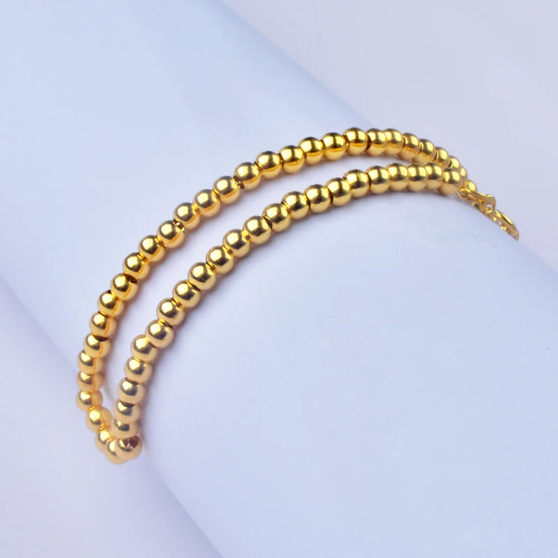 XF800 Fine Jewelry Pure 18K YellowGold Bracelet Fine Jewelry au750 Ball Fashion Wedding PartvInniversary s575