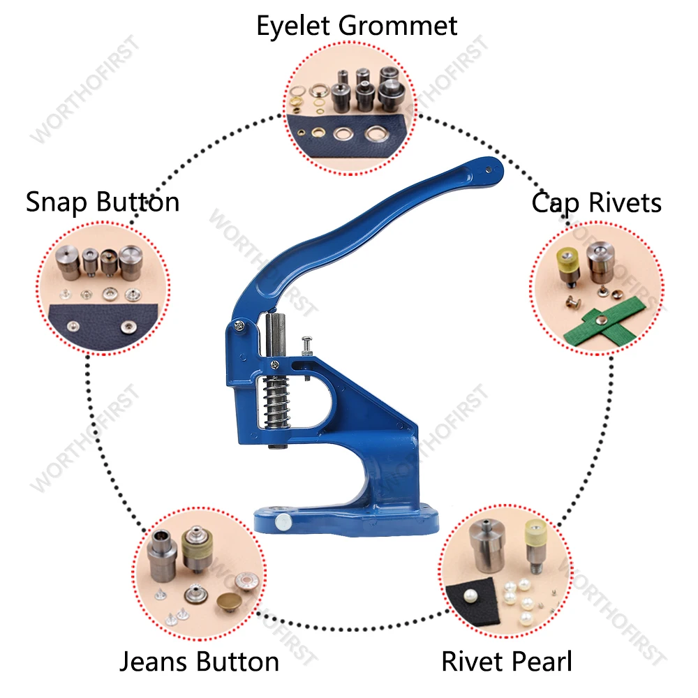 Leather Tool Hand Press Metal Mold For Eyelet Grommet Double Cap Rivets Tools Dies Leathercraft Sewing Accessorie
