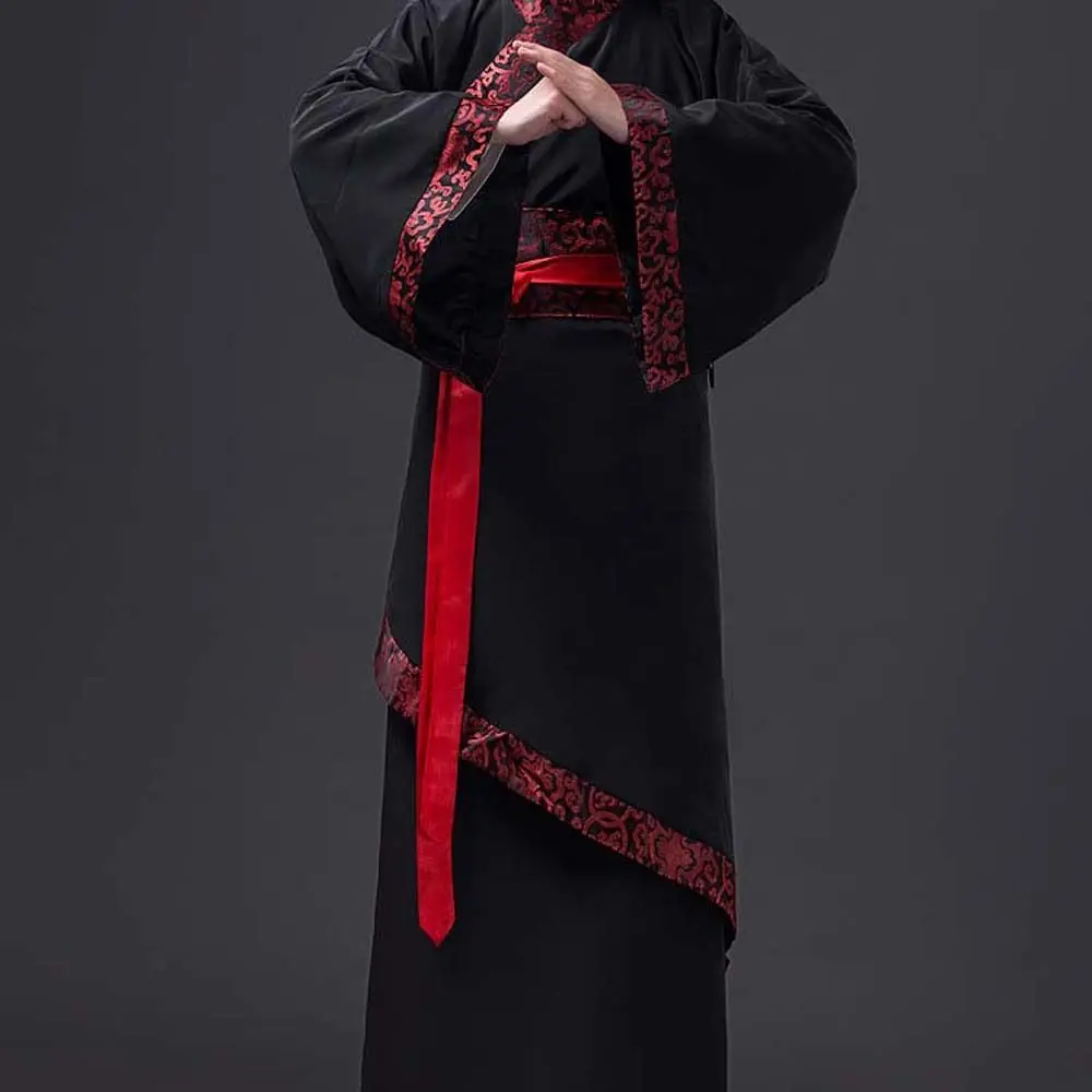 Tenue ancienne chinoise pour hommes Hanfu, Costumes de scène de Cosplay pour hommes chinois, robe ancienne noire de grande taille pour hommes, Costume de fête ancien
