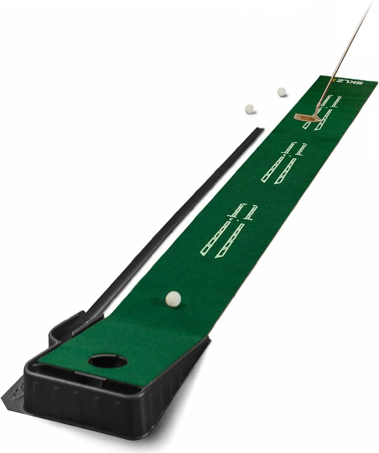 Golf Putting Mat with Auto-Ball Return & Behind-the-Hole Ball Collector