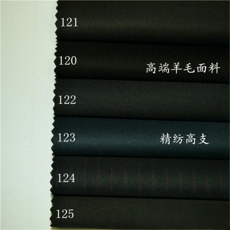 

The suit is made of high-count fine-spun black blue cyan and red striped fabric for trousers skirts