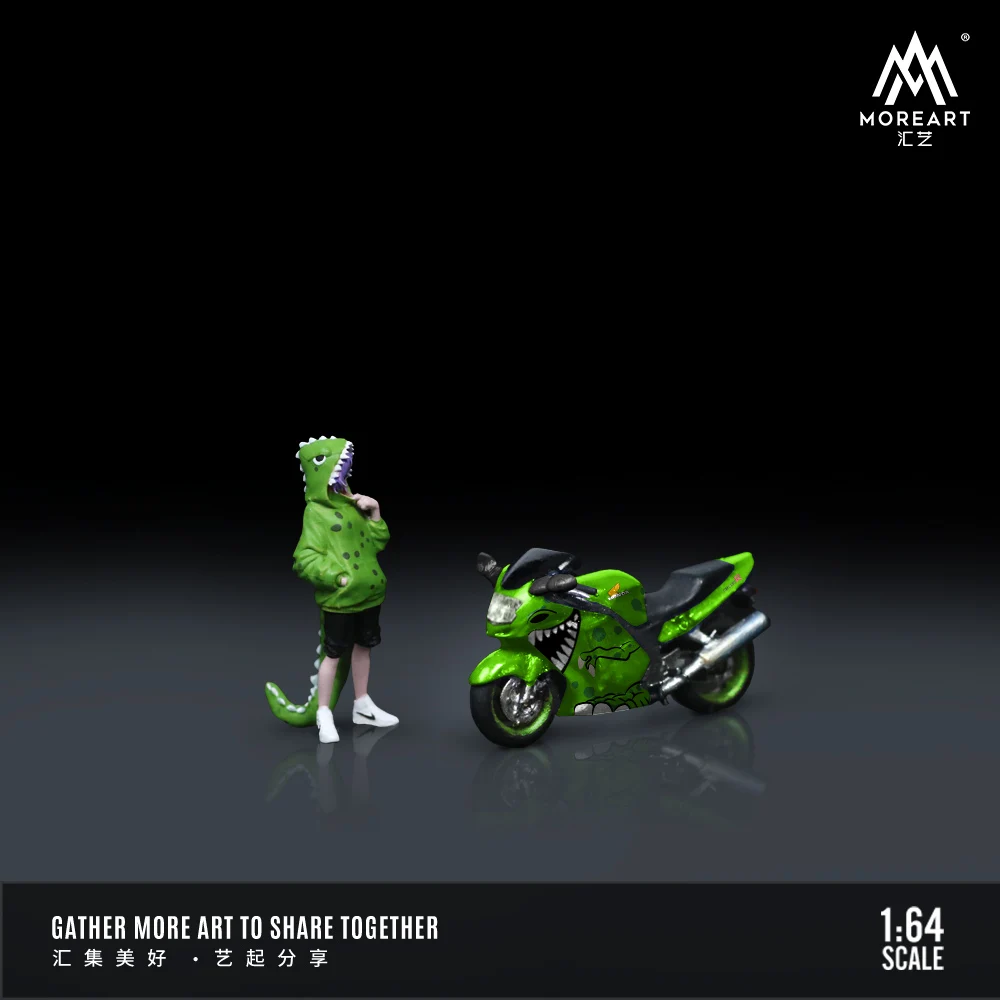 **PRE-SALE**MoreArt 1:64 Honda CBR1100XX Green Tyrannosaurus motorcycle resin action figure set model is in stock