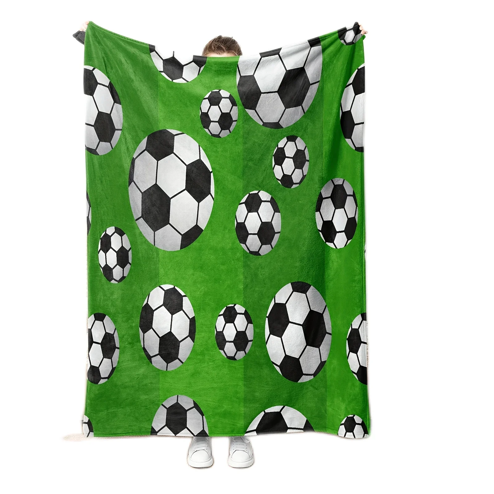 

Зеленое одеяло с футбольным мячом, мягкая фланель для тепла, комфорта, уникальный дизайн для любителей спорта, добавляет развлечение в любое время комнаты