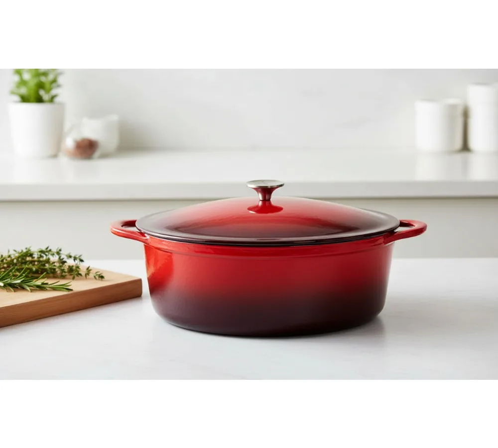 

7-литровая овальная эмалированная чугунная запеканка, антипригарная и безопасная для духовки, идеально подходит для семейной еды и домашней повара