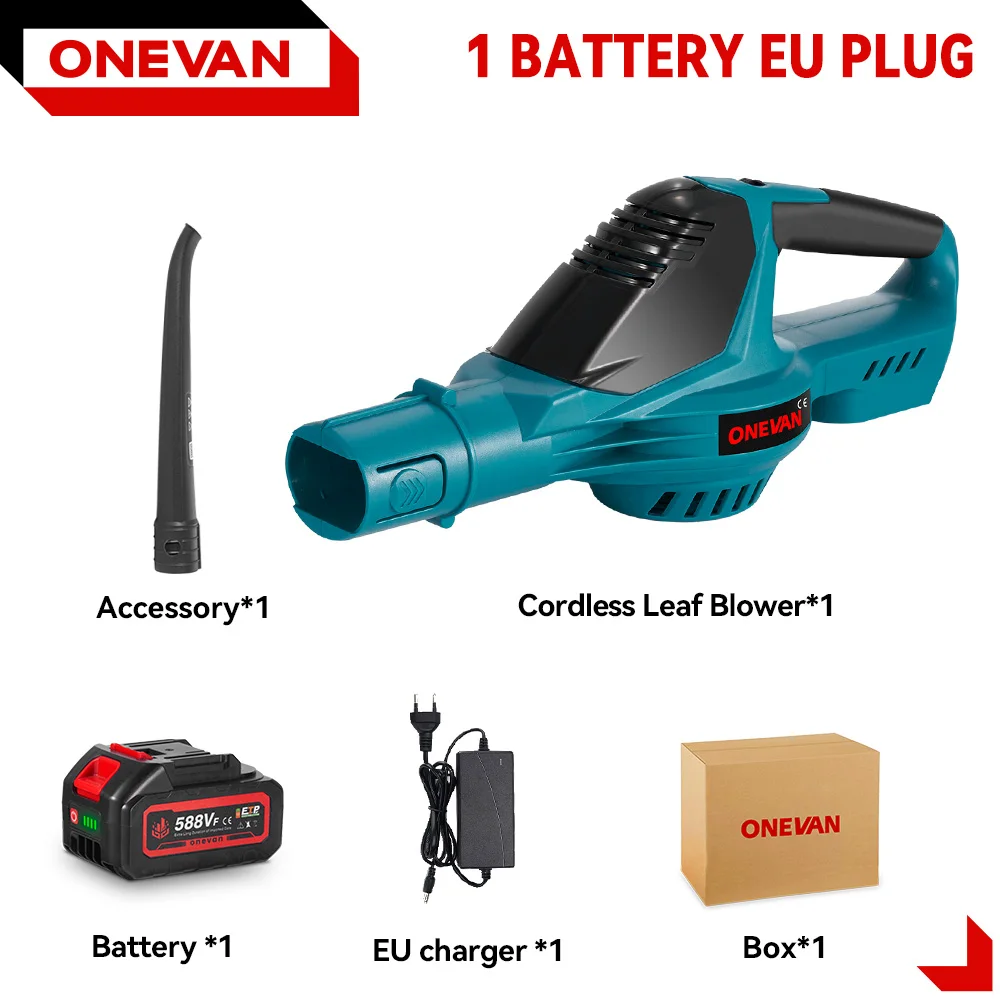 ​ ONEVAN 5500W Borstelloze Elektrische Luchtblazer High Power Sneeuwblad Stof Blazen Tuin Cleaner Power Tool Voor Makita Batterij pin