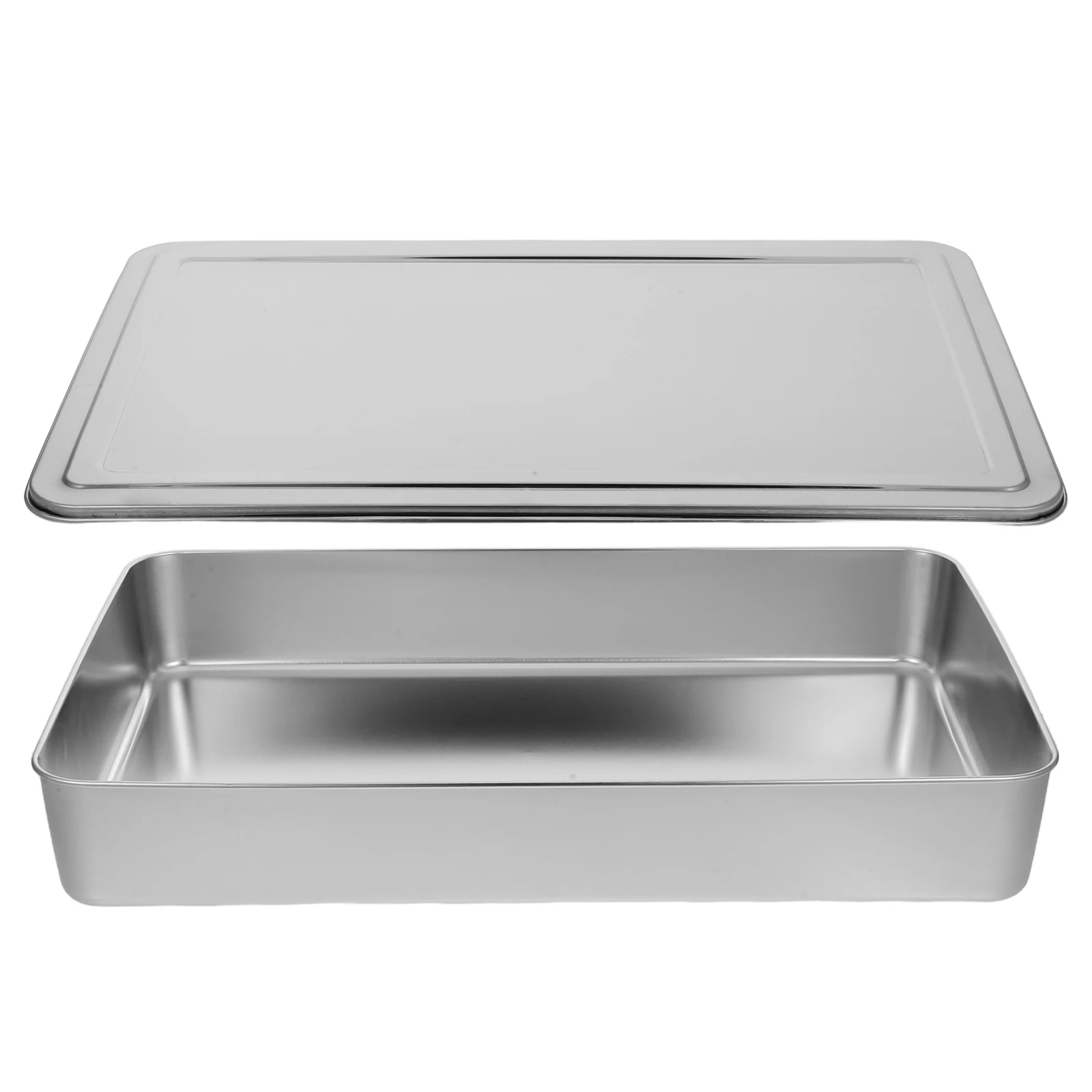 

Stainless Steel Rectangle Baking Pan Covered Heavy Duty Cake Casserole Brownie Bread Vegetables Storage Oven Bakeware Tray