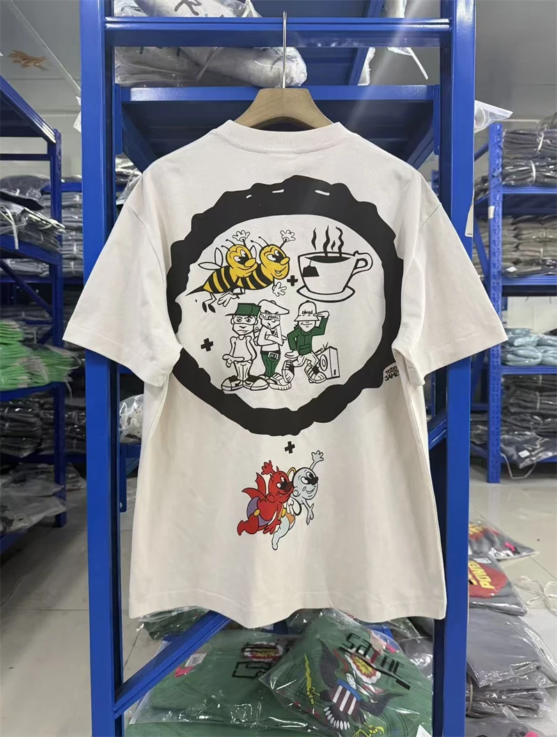 Summer SAINT Band Pattern Print 26SS Washed Vintage Short Sleeved High Street Casual Pure Cotton Loose Sports Hip Hop T-shirt