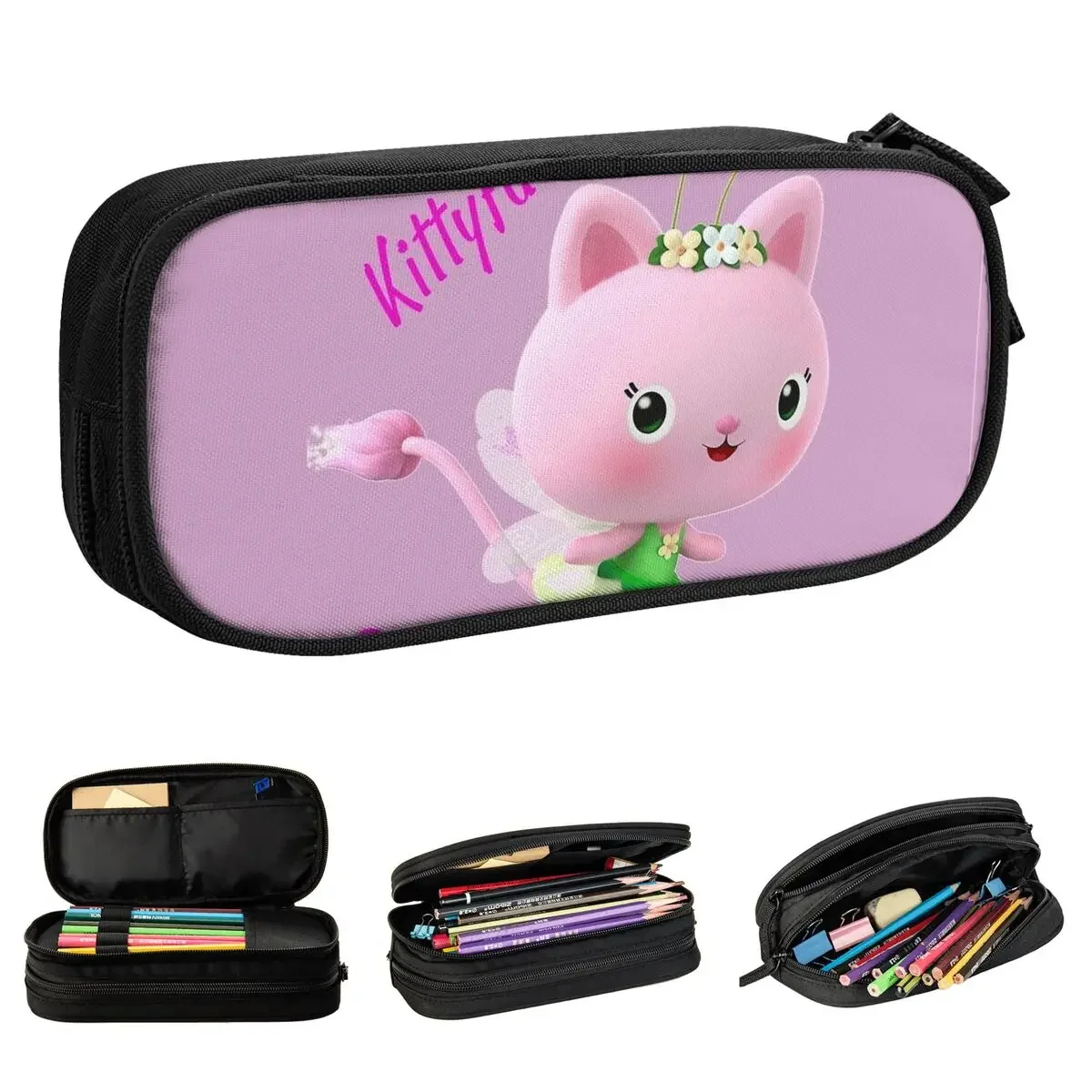 Gabbys Dollhouse Family Cat Pencil Case Creative Cute Kids Pen Bags Girl Boy Large Storage Students School Gift  Box