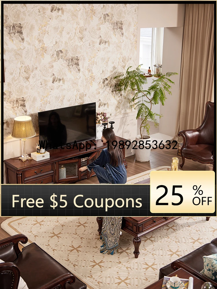 

LX Golden Silk Teak Solid Wood TV Cabinet 1.8m Living Room Retro Listening Cabinet