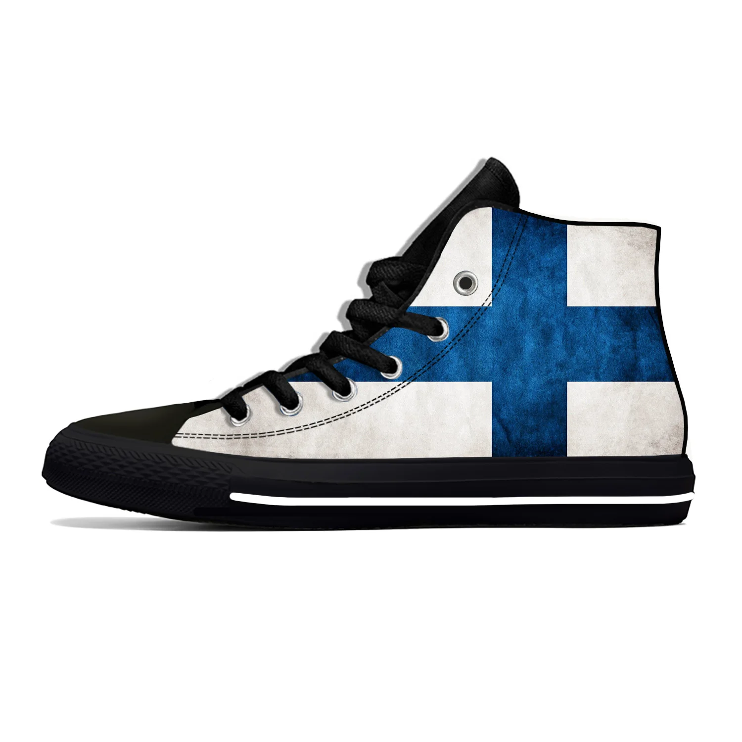 Hot Finland Finnish Republic Flag Patriotic Fashion Casual Shoes High Top Lightweight Breathable Men Women Sneakers Board Shoes