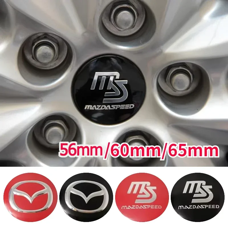 Tapas de cubo de centro de rueda de coche, pegatina de 60mm y 65mm para Mazda MS 3 6 GH Atenza CX5 CX5 CX3 CX9 RX7 RX8 Axela, accesorios exteriores de coche