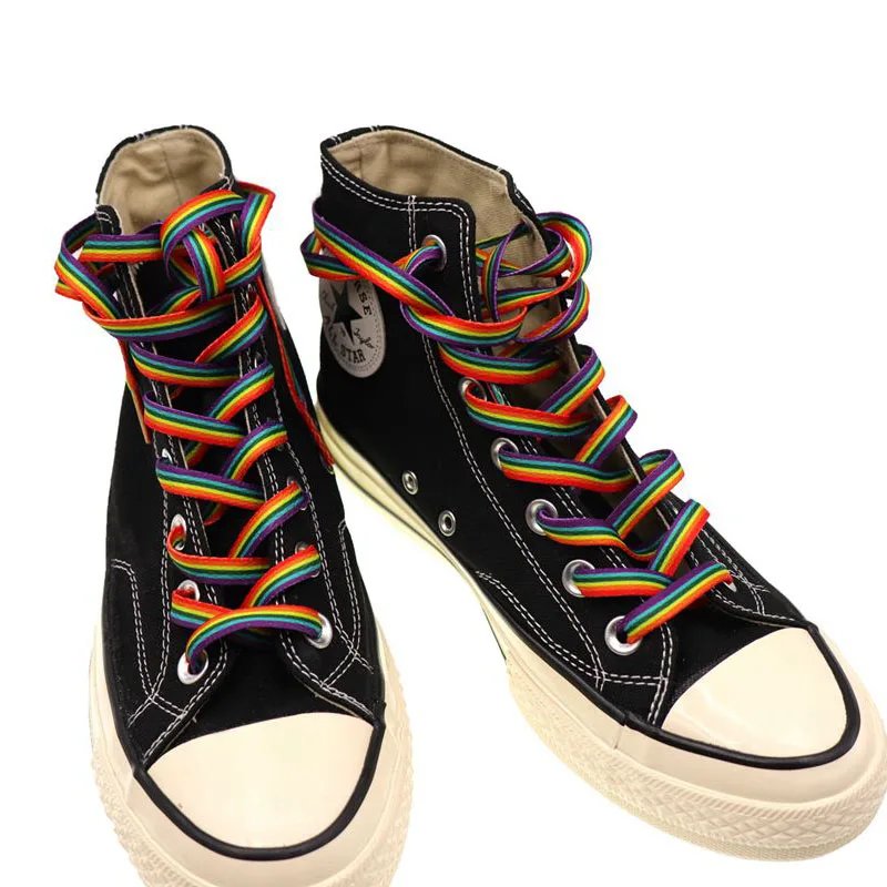 1 Pair Colorful Shoe Laces Flat Rainbow Shoelaces for Sneakers Colored Gradient Shoelace for Canvas Laces for Tennis Women Man