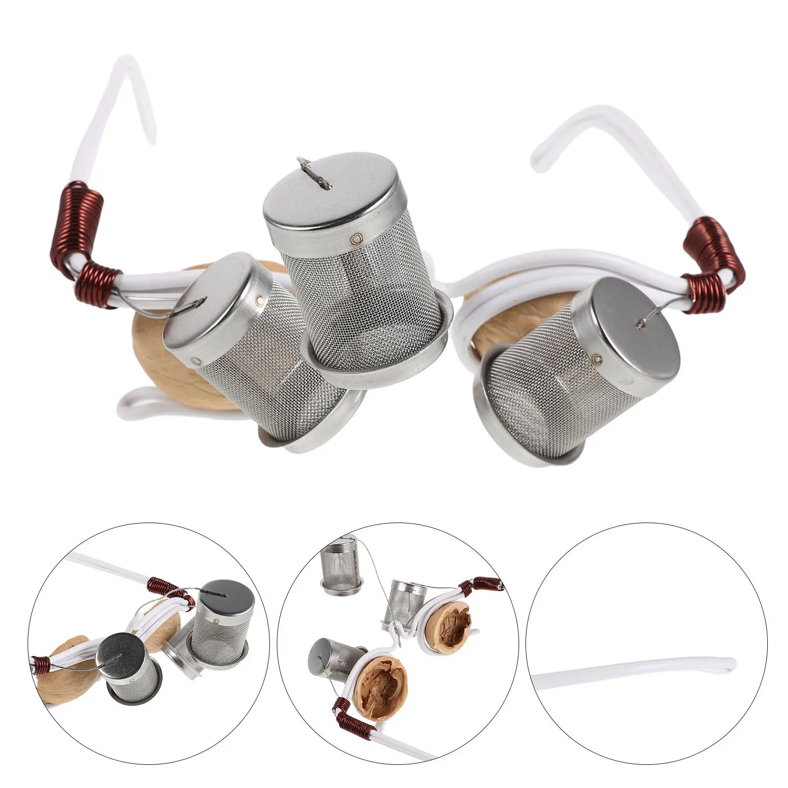 Natural Walnut Shell Moxa Burner Glasses Frame Three-Mesh Eye Cups Ergonomic Tcm Eye Care Home Spa Portable Herbal Moxa