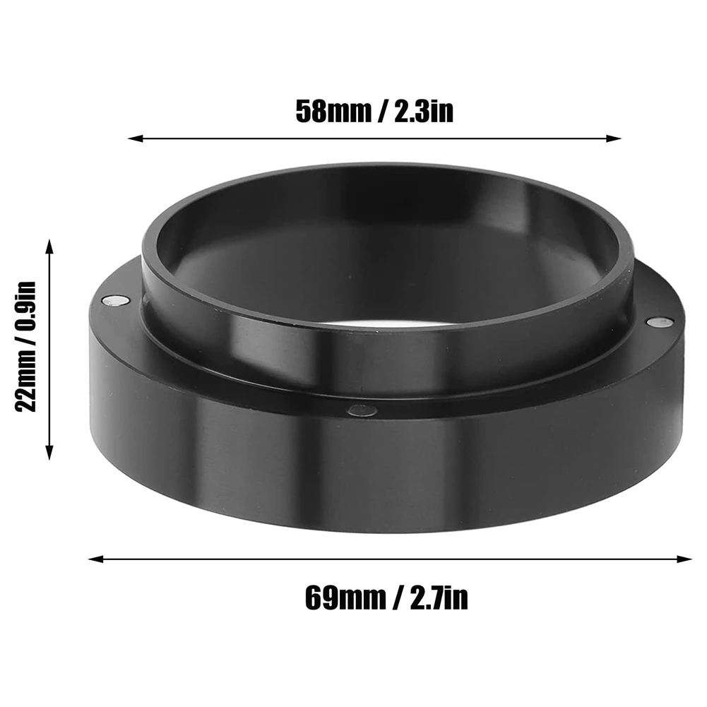 58mm Espresso Dosing Funnel, Magnetic Ring Coffee Machine Accessories Brewing Coffee Tamper Powder Tool(Black)