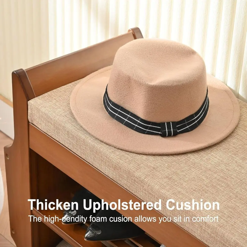 Bamboo 2-Tier Shoe Storage Bench Organizer for Entryway, Hallway, and Living Room