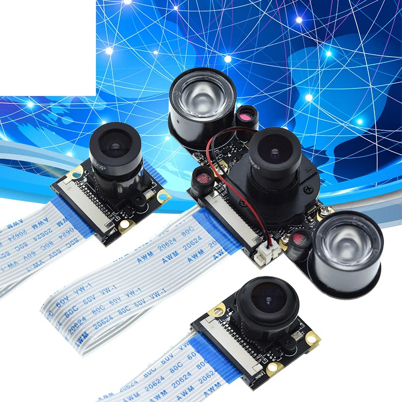 Pi 4 Night Vision Fisheye Camera 5MP OV5647 70/95/160 Degree Adjustable Focal Length