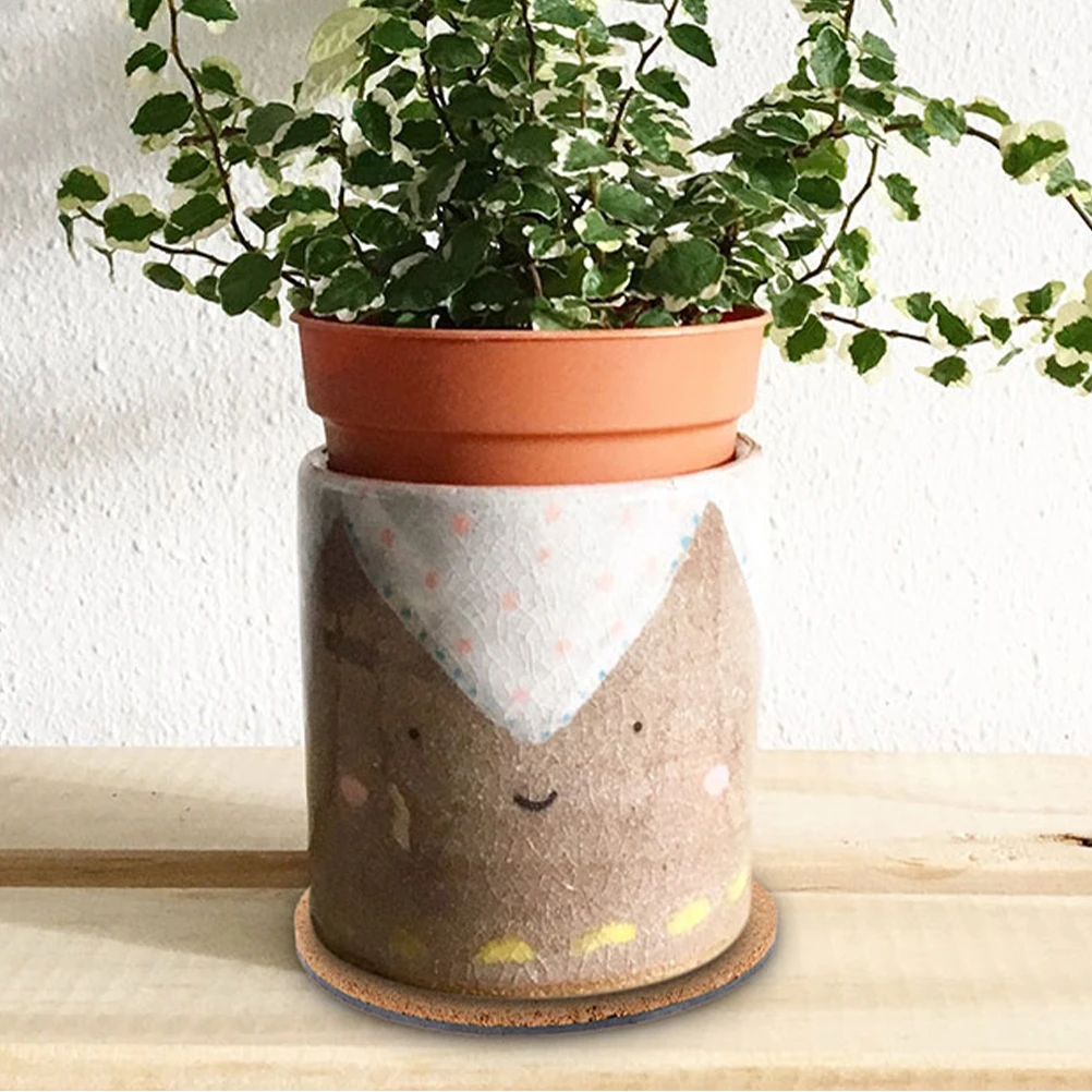 

4 Pcs Cork Mat Flowerpot Coaster Plant Pot Pad Waterproof Saucer Nonslip Garden Pots Mats Lightweight Odorless Plant Coasters