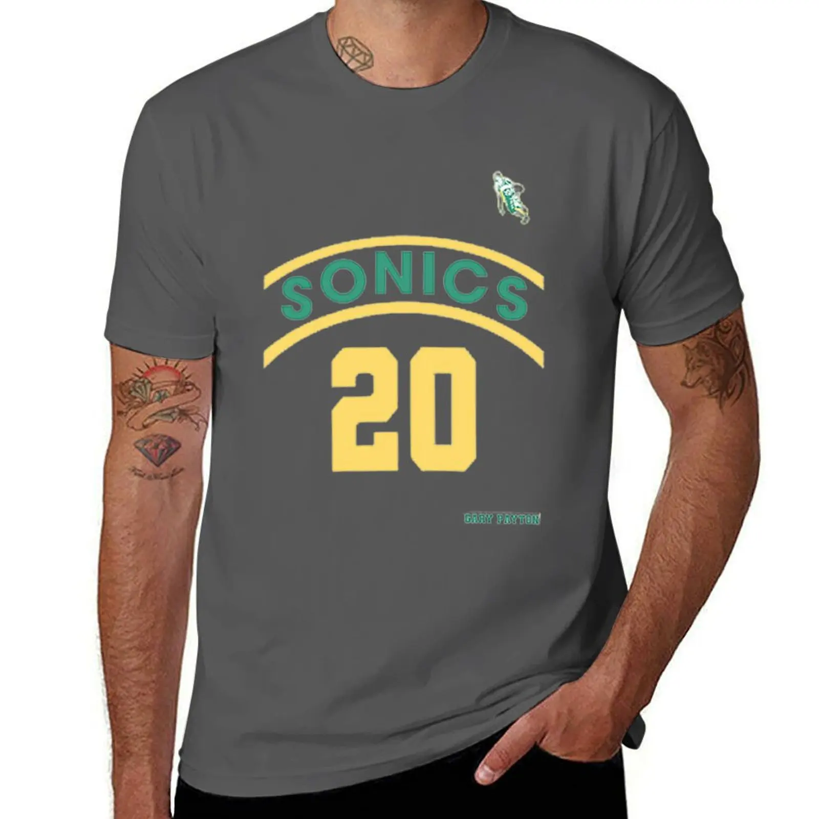 

Payton Supersonics Jersey 90s Style Retro Fan Gary Art T-Shirt All Match Basic Short Sleeve Top